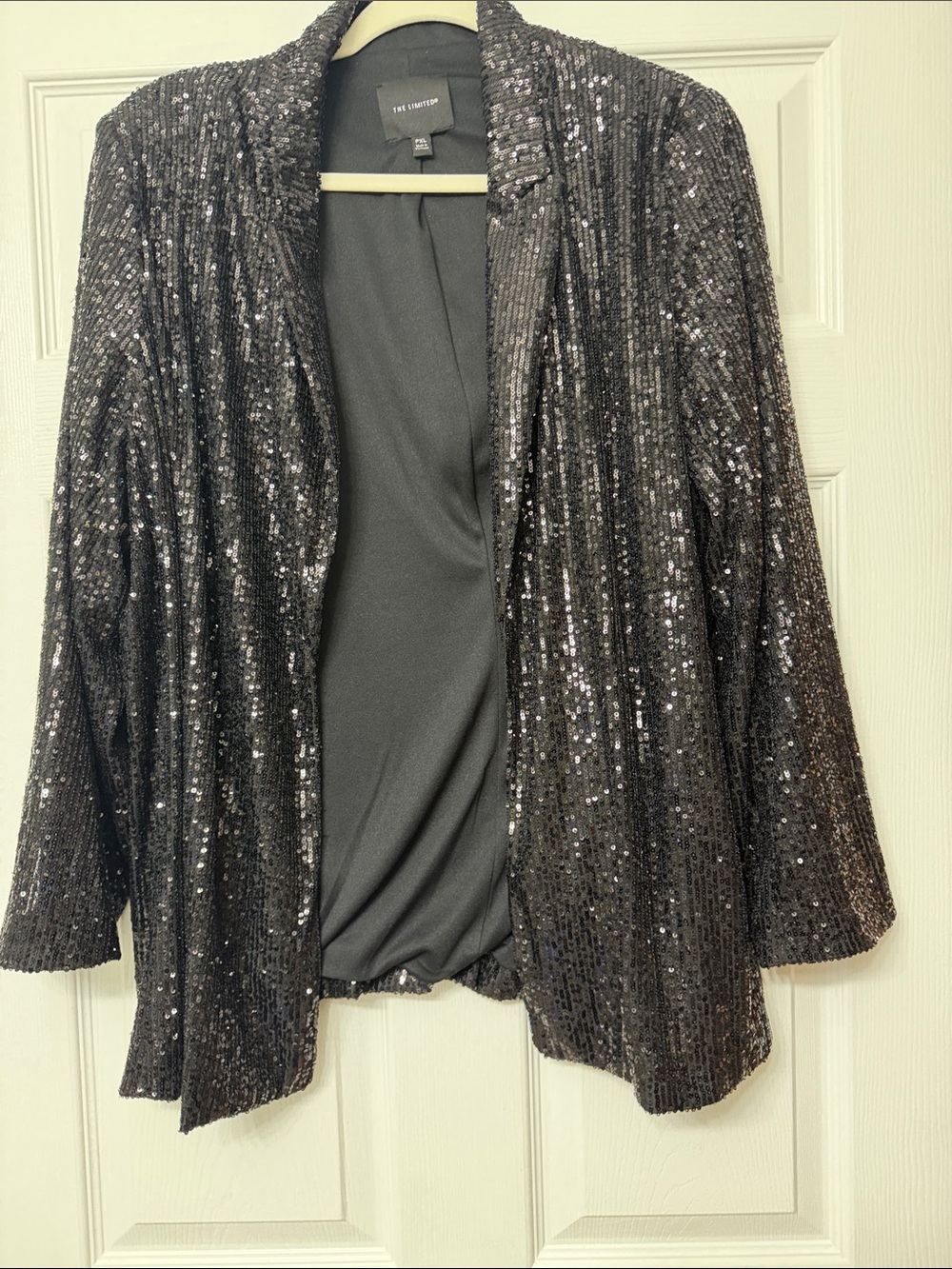 The Limited Black Sequin Open-Front Jacket PXL